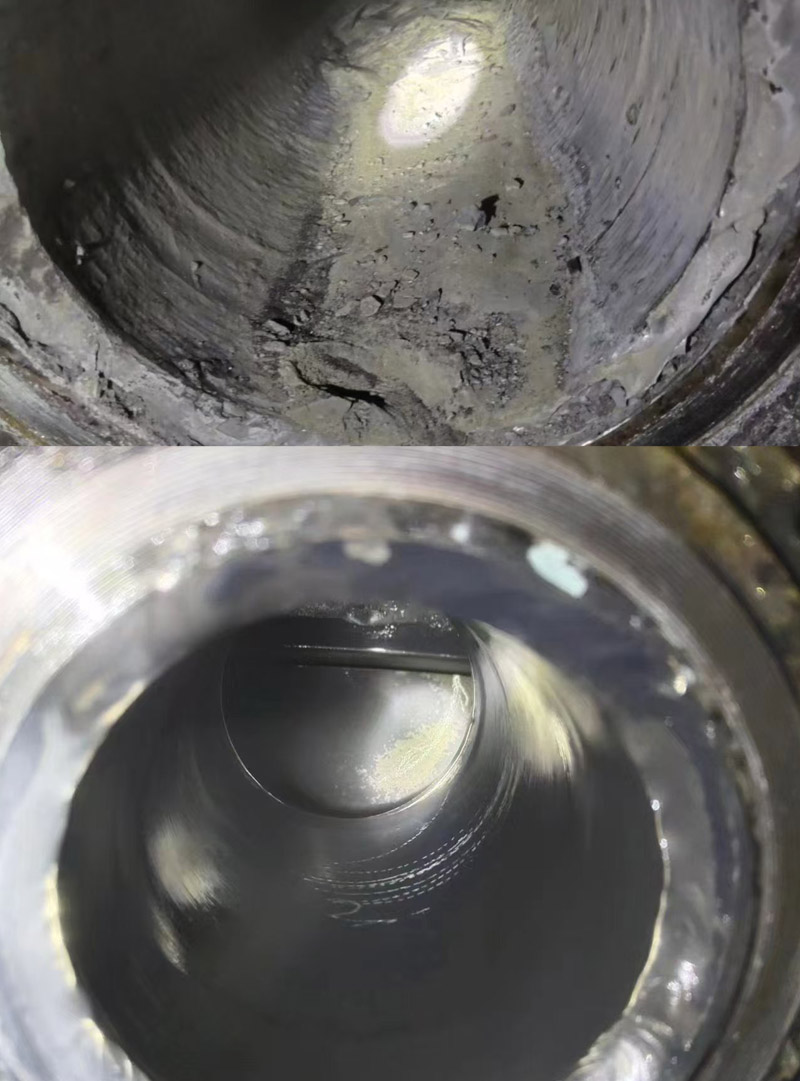 氣化爐七樓激冷環(huán)外環(huán)管清洗對(duì)比