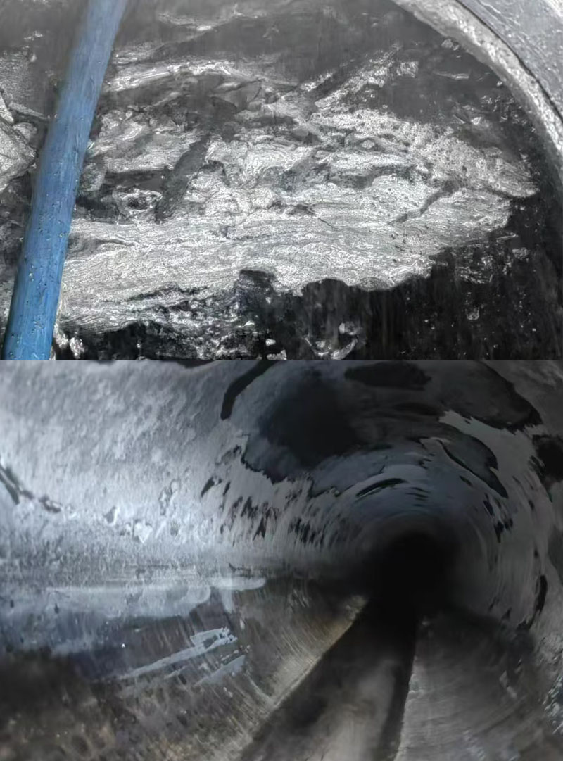 氣化排黑管線(xiàn)到水洗塔夸空管線(xiàn)清洗對(duì)比