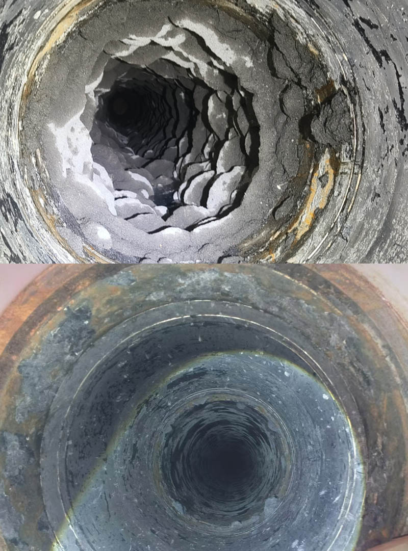 閃蒸罐回水管到澄清槽清洗對(duì)比